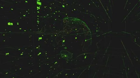 Concept of computer technology of internet of things IOT and big data exchange 库存插图