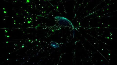 Concept of computer technology of internet of things IOT and big data exchange 库存插图