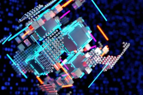 Concept of the computing module of the future. 3d render. Stock-Illustration