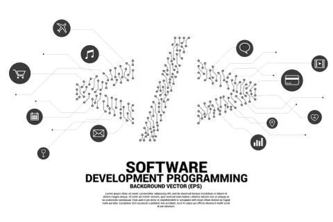 Concept Concept for Programming language technology and coding. 스톡 일러스트