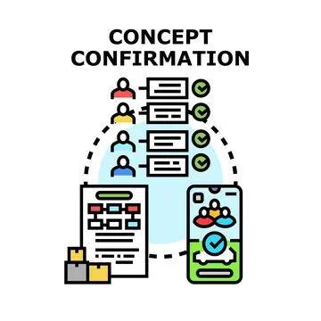 Concept confirmation process with approval and validation Stock Illustration