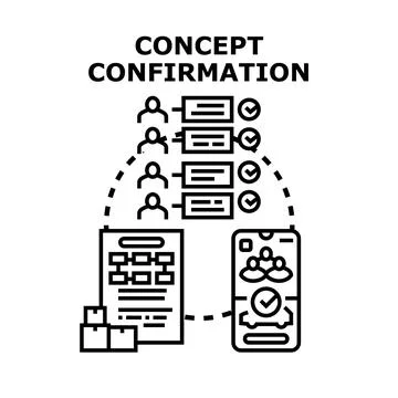 Concept confirmation process with approval and validation Stock Illustration