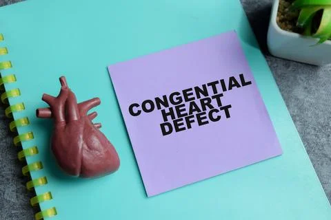 Concept of congenital heart defect write on sticky notes Stock Photos
