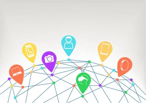 Concept of connected devices like smart phone, smart watch in IoT Stock Illustration