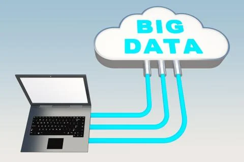 Concept of connecting laptop to database Stock Illustration