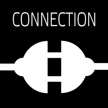 Concept connection or disconnection electricity. White power plug on black ba Illustrazione stock