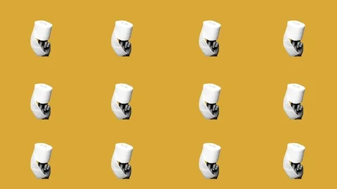 Concept of constipation, diarrhea. Pattern of an hand holding a toilet paper  Stock Footage 105462537