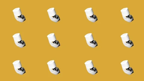 Concept of constipation, diarrhea, problem. Pattern of an hand holding a toilet  Stock Footage 105462550