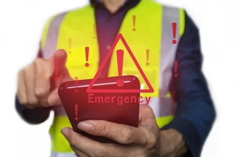 The concept of construction engineers receiving warning signals while worki.. Stock Photos