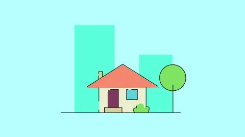 Concept of construction flat style house, isolated on blue background. Stock Illustration