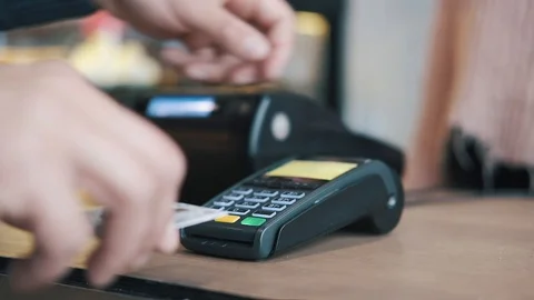 Concept contactless payment. Making payment with credit card and pos terminal Stock Footage 119236500
