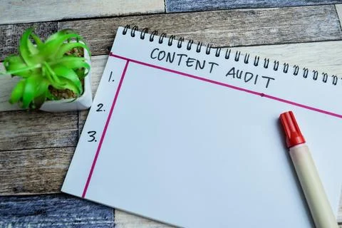 Concept of Content Audit write on book Stock Photos