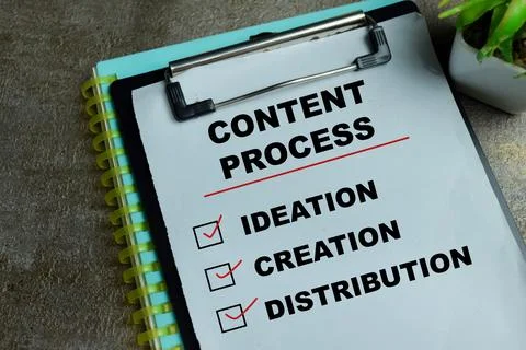 Concept of content process write on clipboard with keywords Stock Photos
