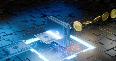 Concept of converting dollars into cryptocurrencies Stock Footage 258317117