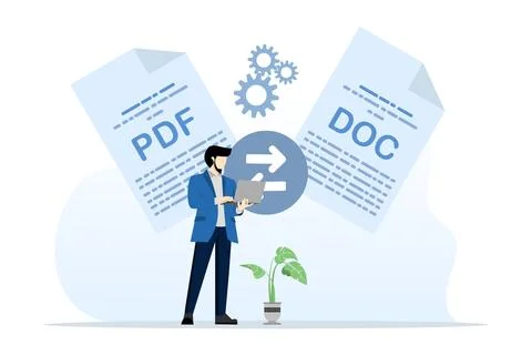 Concept of converting PDF to document file 스톡 일러스트
