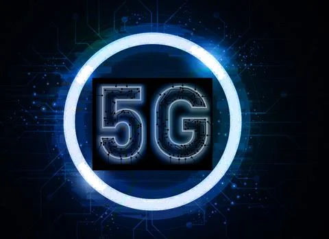 The concept conveys the communication technology of the 5th generation or 5G. Stock Illustration