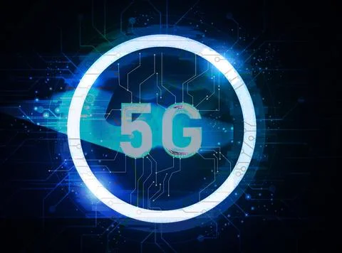 The concept conveys the communication technology of the 5th generation or 5G. Stock Illustration