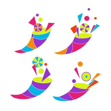 Concept cornucopia . Vector Set of abstract elements Illustrazione stock