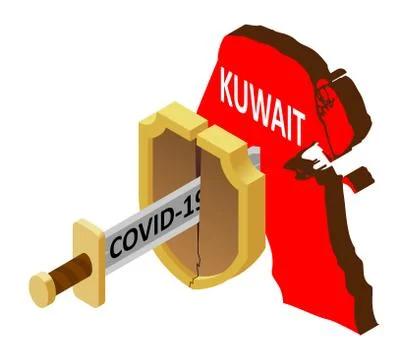 The concept of coronavirus in Kuwait, there is no protection against 2019-nCo Stock Illustration