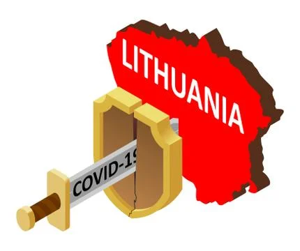 The concept of coronavirus in Lithuania, there is no protection against 2019- Stock Illustration