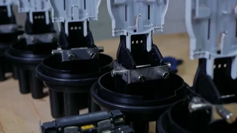 The concept of coronavirus in the production of fiber optic products Stock Footage 150063953