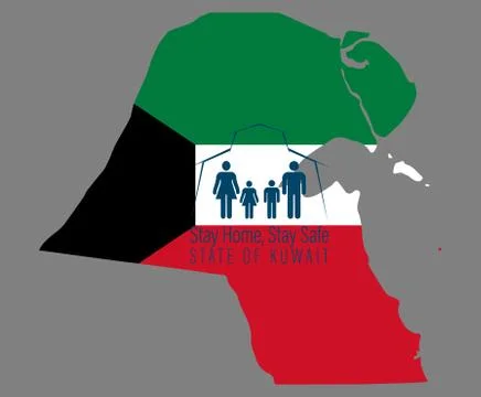 Concept Coronavirus. State of Kuwait map. Vector Corona virus outbreak with S 스톡 일러스트