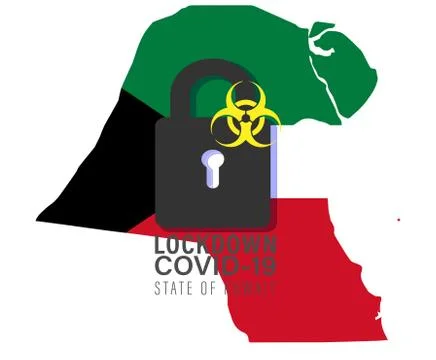Concept Coronavirus. State of Kuwait map. Vector Corona virus outbreak with S 스톡 일러스트