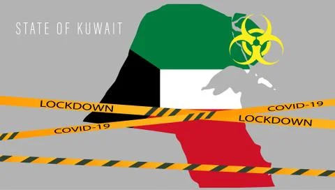 Concept Coronavirus. State of Kuwait map. Vector Corona virus outbreak with S Illustrazione stock