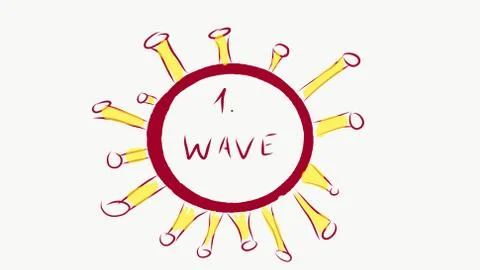 Concept of COVID-19 cornoavirus first and second wave infection Stock Illustration