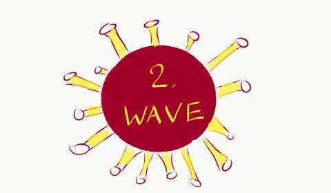 Concept of COVID-19 cornoavirus first and second wave infection Stock Illustration