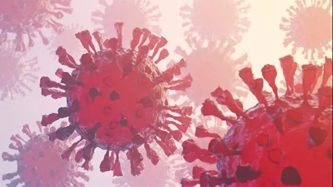 Concept of COVID-19 Coronavirus floating viral particle animation, 3d rendering. Stock Footage 142266178
