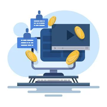 Concept create blog idea vlog make money, income monetize online. Stock Illustration