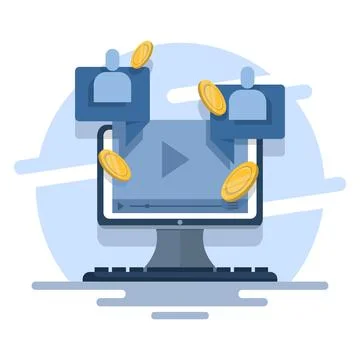 Concept create blog idea vlog make money, income monetize online Stock Illustration
