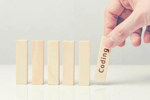 The concept of creating an application or program writing programming code Stock Photos