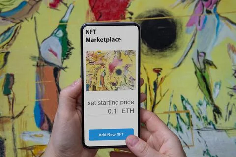 Concept of creation of a digital art object. Create of a Non Fungible Token f Stock Photos