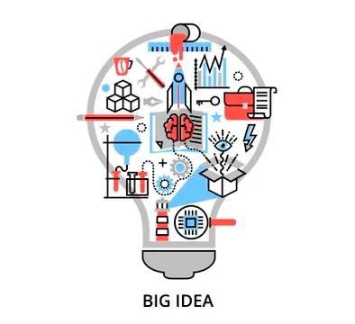 Concept of creative big idea in the form of bulb lamp Illustrazione stock