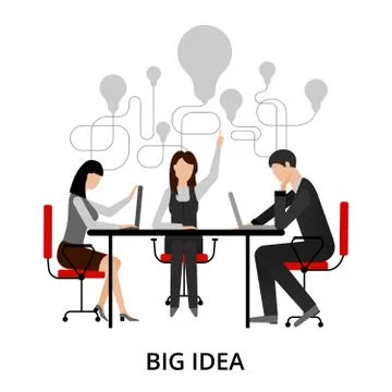 Concept of creative big idea, teamwork process and success in business 스톡 일러스트