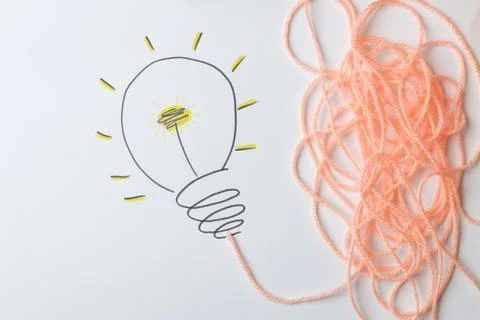 Concept creative idea. concept of creative idea. painted light bulb on a ligh Stock Photos