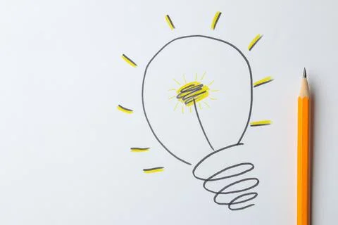 Concept creative idea. concept of creative idea. painted light bulb on a ligh Stock Photos
