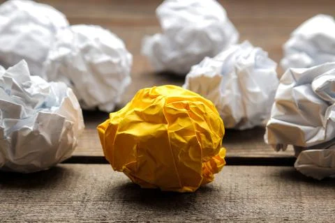 Concept creative idea. concept of creative idea. Balls of crumpled paper. met Stock Photos