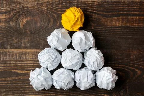 Concept creative idea. concept of creative idea. Balls of crumpled paper. met Stock Photos