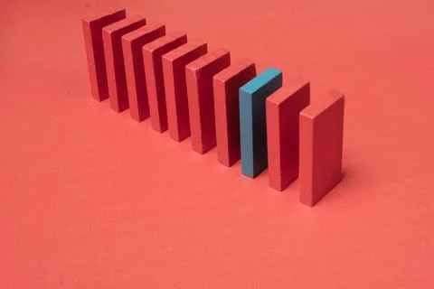 Concept creative, logical thinking, art. the domino  effect concept for busin 스톡 일러스트
