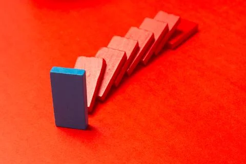 Concept creative, logical thinking, art. the domino  effect concept for busin Stock Photos