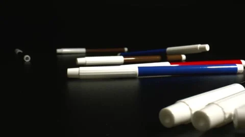 Concept of creativity. Creativity supplies and consumables Multicolored felt-tip Stock Footage 144384021