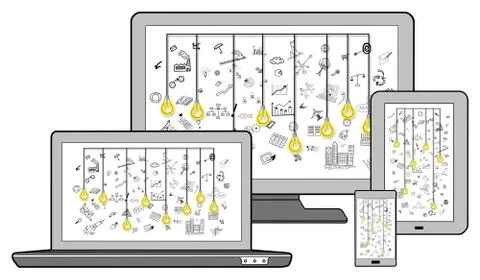 Concept of creativity on different devices Foto stock