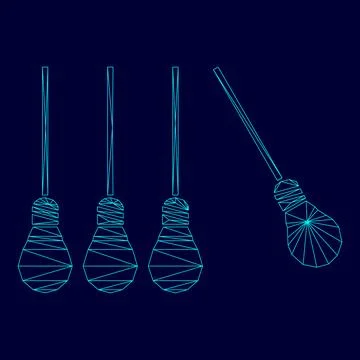 Concept of creativity light bulb different from other lamps low poly triang.. Illustration