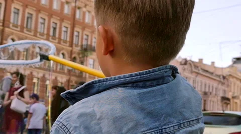 Concept creativity little boy soap bubbles Stock Footage 67767579
