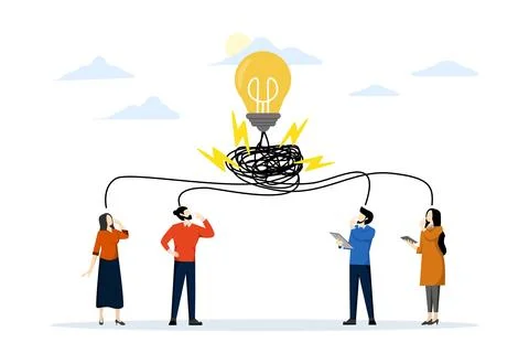 Concept of creativity teamwork or collaboration for success, Brainstorming ideas Stock Illustration