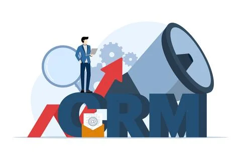 Concept of CRM, Customer Relationship Management. Stock Illustration