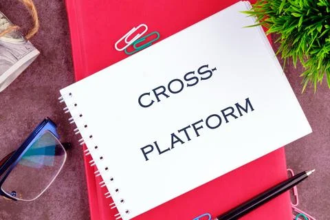 Concept of cross-platform software web development. Words CROSS-PLATFORM in a Stock Photos